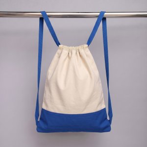 Рюкзак-мешок Cotton из хлопка 170 г, натуральный/синий