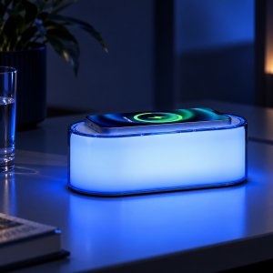 Ночник с беспроводной зарядкой и RGB подсветкой Miracle, 15 Вт, белый (Р)