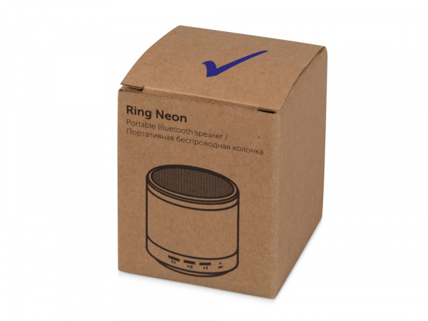 Портативная колонка Ring neon с синей подсветкой корпуса, серебристый