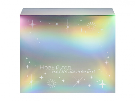 Подарочная коробка с голографическим шубером Aurora, L, вн. размер 260х260х100 мм.