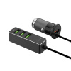АЗУ 1 USB + 3 USB для пассажиров, QC 3.0, 7А, алюминий, графит, Deppa