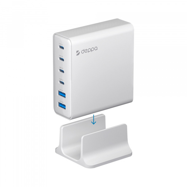 Зарядная станция 4xUSB Type-C, 2xUSB, PD, QC, 160Вт, белый, Deppa