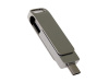 USB 3.0- флешка на 32 Гб поворотный механизм 2 в 1, c дополнительным разъемом Type-C с одноцветным металлическим клипом, серебристый