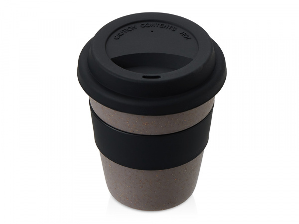 Стакан с силиконовой крышкой Cafe, черный