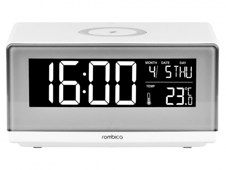 Часы с беспроводным зарядным устройством Rombica Timebox 2, белый