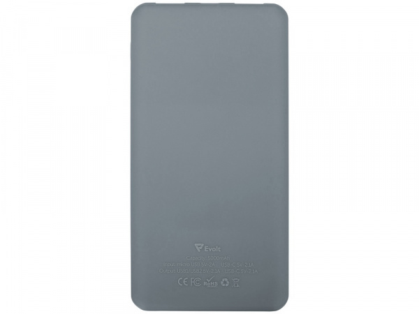 Портативное зарядное устройство Reserve с USB Type-C, 5000 mAh, серый