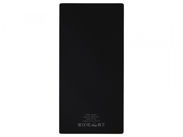 Портативное зарядное устройство Render с полноцветной, 5000 mAh, черный