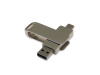 USB 2.0- флешка на 128 Гб поворотный механизм 2 в 1, c дополнительным разъемом Type-C с одноцветным металлическим клипом, серый