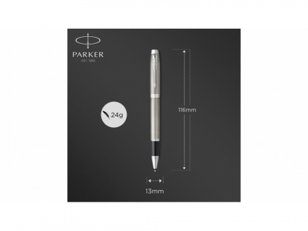 Ручка-роллер Parker IM Stainless Steel CT, стержень: F, цвет чернил: black, в подарочной упаковке