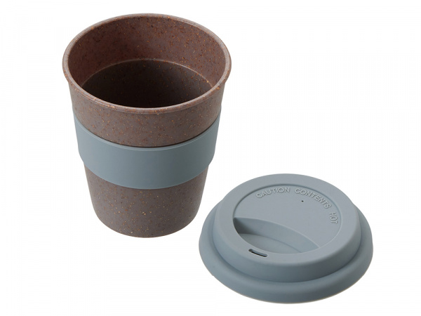 Стакан с силиконовой крышкой Cafe, серый
