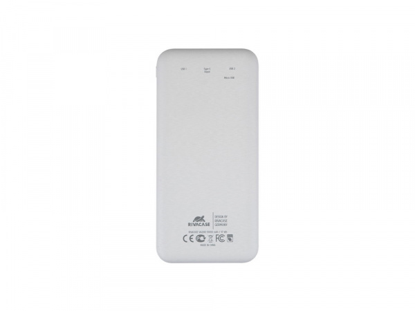 RIVACASE VA2240 (10000mAh) с дисплеем, белый, внешний аккумулятор 12/48