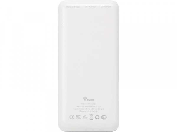 Внешний аккумулятор Evolt Mini-10, 10000 mAh, белый (P)