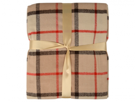 Плед акриловый в клетку Tartan, бежевый