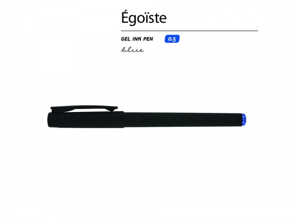 Ручка пластиковая гелевая Egoiste Black под персонализацию, черная, синие чернила