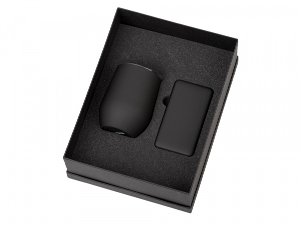 Подарочный набор с термокружкой и повербанком С2, 10000 mAh, черный