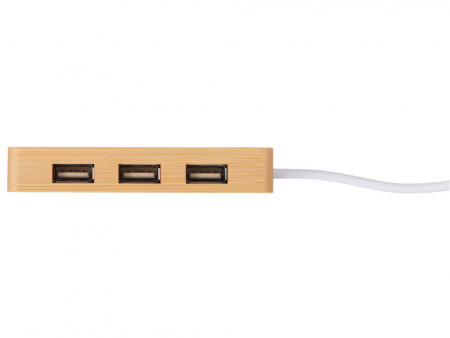 USB хаб с подсветкой лого Reedia S5, 3*USB, 1*Type C, бамбук, черный